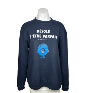 Roger Hargreaves Womens Blue Graphic Print Long Sleeve French Sweatshirt Top XL